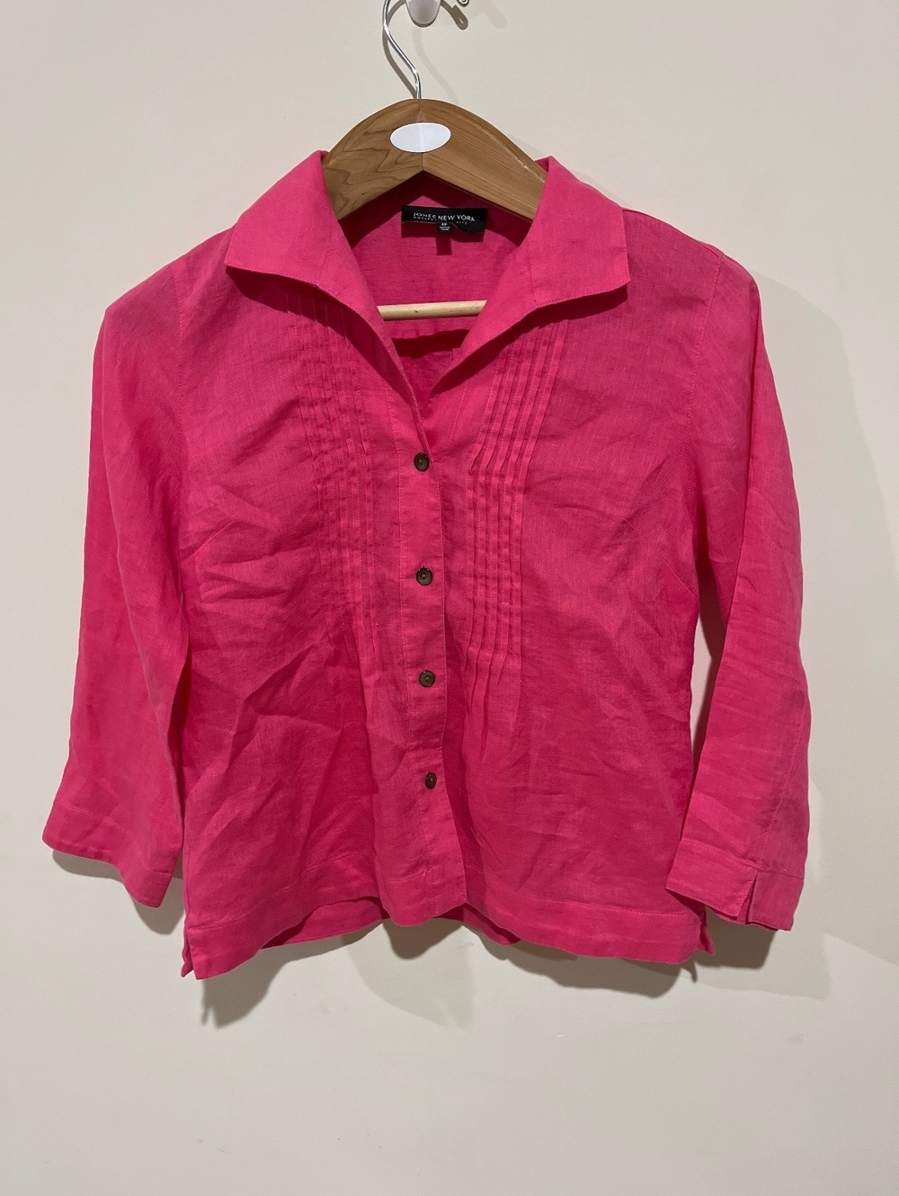 Jones New York Collection Petite 4P Pink Linen Shirt